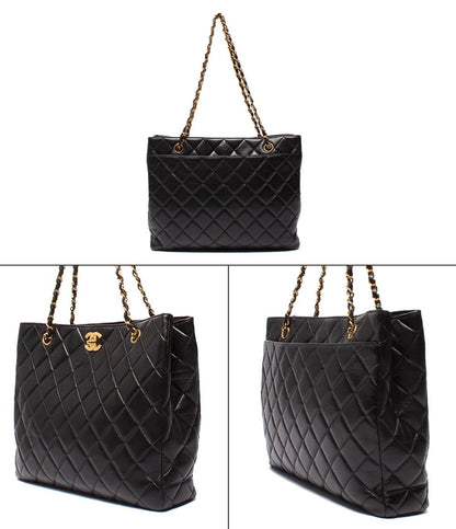 CHANEL チェーントートバッグ ショルダーバッグ 肩掛け ゴールド金具 マトラッセ レディース シャネル