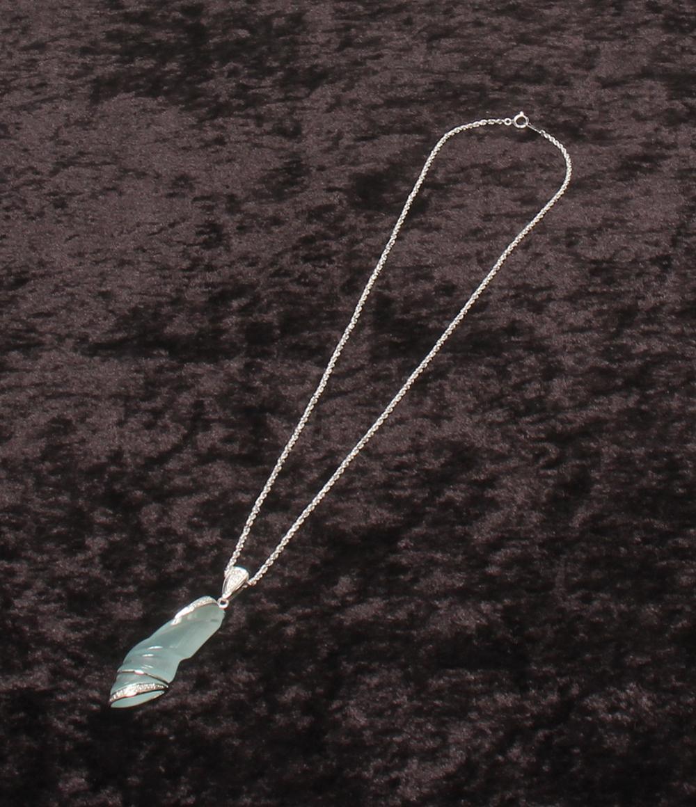 美品 ネックレス K18WG アクアマリン 34.17ct ダイヤ 0.19ct レディース