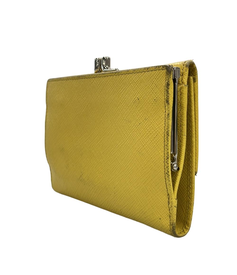 極美品！PRADA プラダ　イエロー 三つ折り財布　コンパクト財布 極美品！PRADA プラダ イエロー 三つ折り財布 コンパクト財布