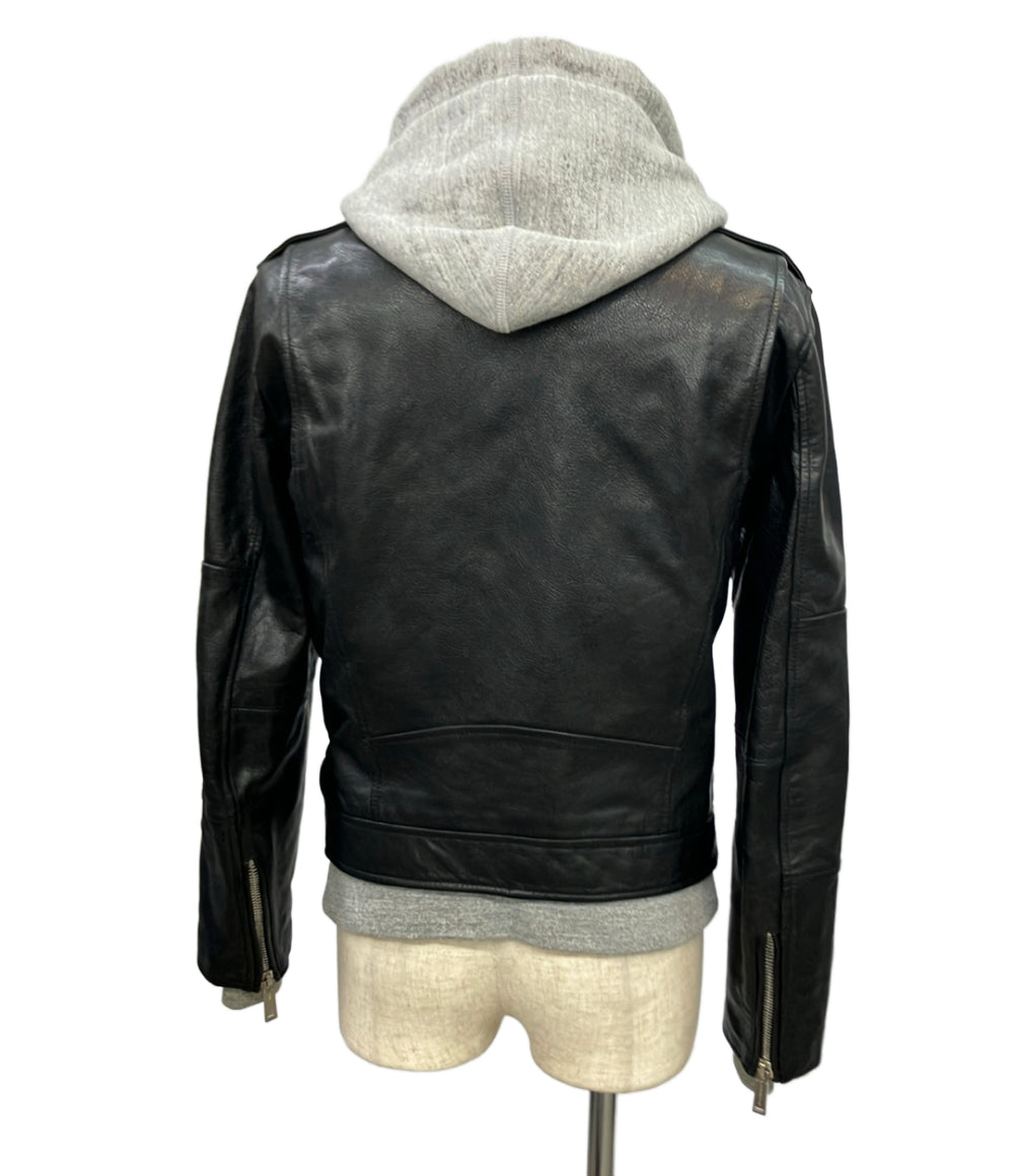 DSQUARED2 レザージャケット パーカー ドッキング レイヤード 15AW S74AM0561 SX7818 メンズ SIZE 48 (L) ディースクエアード