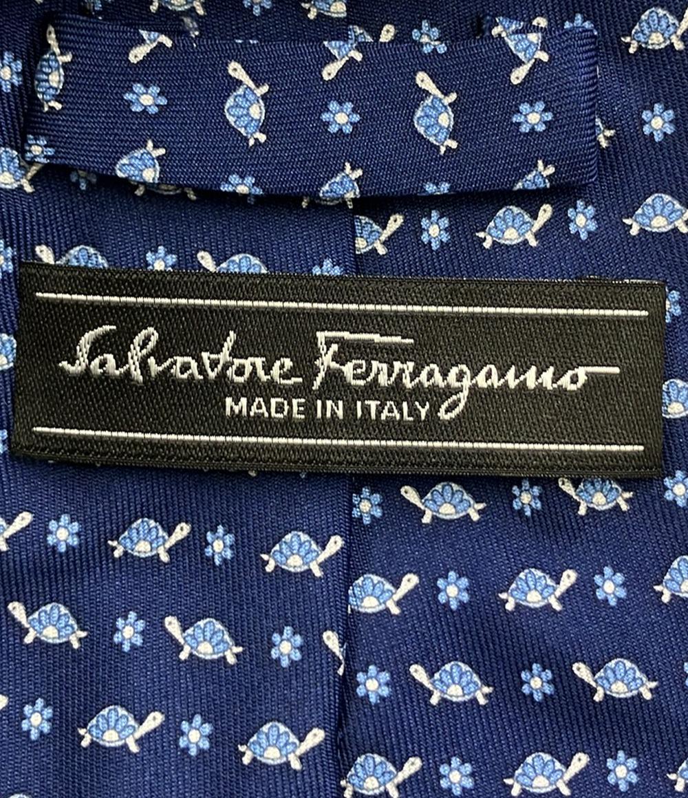 美品 Salvatore Ferragamo ネクタイ シルク100% タートル メンズ サルヴァトーレフェラガモ