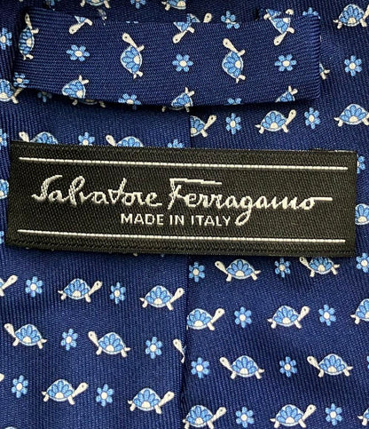 美品 Salvatore Ferragamo ネクタイ シルク100% タートル メンズ サルヴァトーレフェラガモ