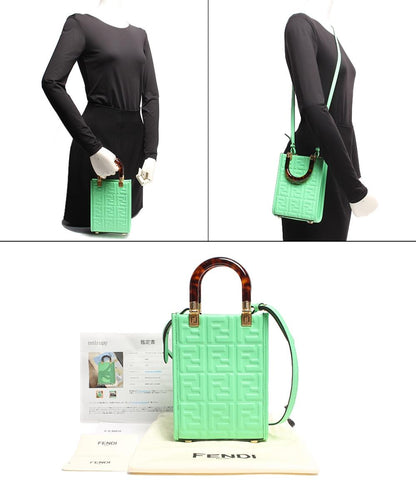 美品 フェンディ 2wayレザーハンドバッグ ゴールド金具 SUNSHINE SHOPPER SMALL EDAMAME カーフレザー 8BS051 AMCI F1K3D レディース FENDI