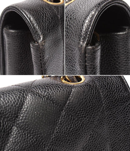 CHANEL チェーンショルダーバッグ シングルフラップ シングルチェーン ゴールド金具 ダイアナ キャビアスキン 2番台 レディース シャネル マトラッセ
