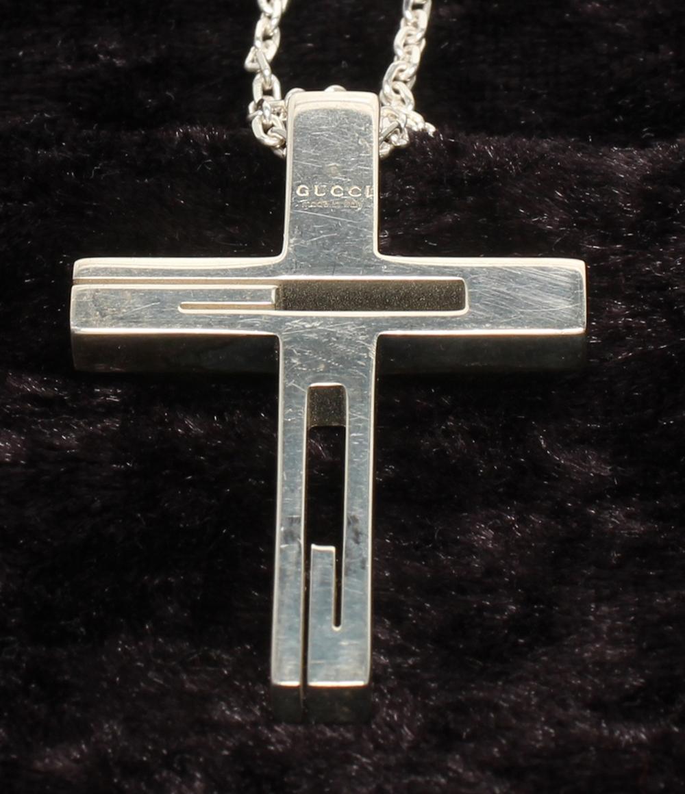 美品 GUCCI ネックレス SV925 カットアウトG クロスモチーフ ユニセックス グッチ