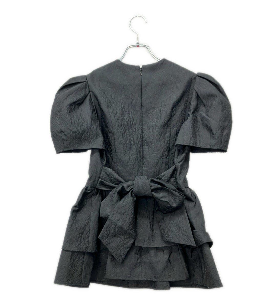 BORDERS at BALCONY 半袖 ジャガード ペプラム ブラウス レディース SIZE 36 ボーダーズ アット バルコニー