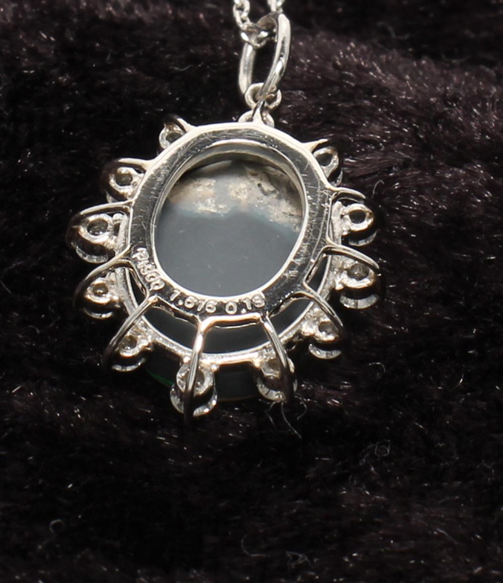 美品 ネックレス Pt900 Pt850 ブラックオパール 1.616ct ダイヤ 0.18ct レディース