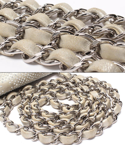 CHANEL チェーンショルダーバッグ 肩掛け 斜め掛け ストーン シングルチェーン シングルフラップ シルバー金具 レディース シャネル