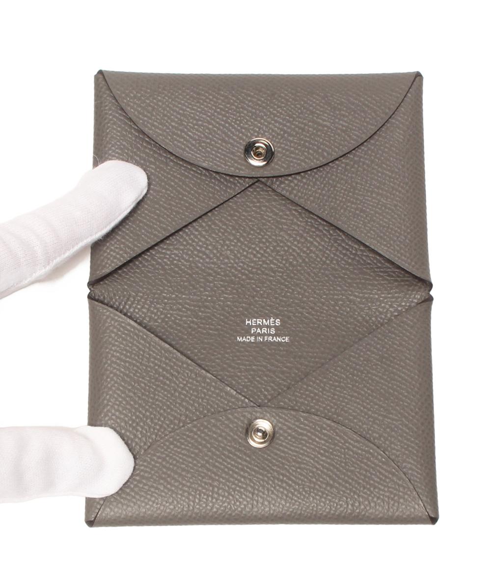 美品 HERMES カードケース U刻印 シルバー金具 カルヴィ レディース メンズ エルメス