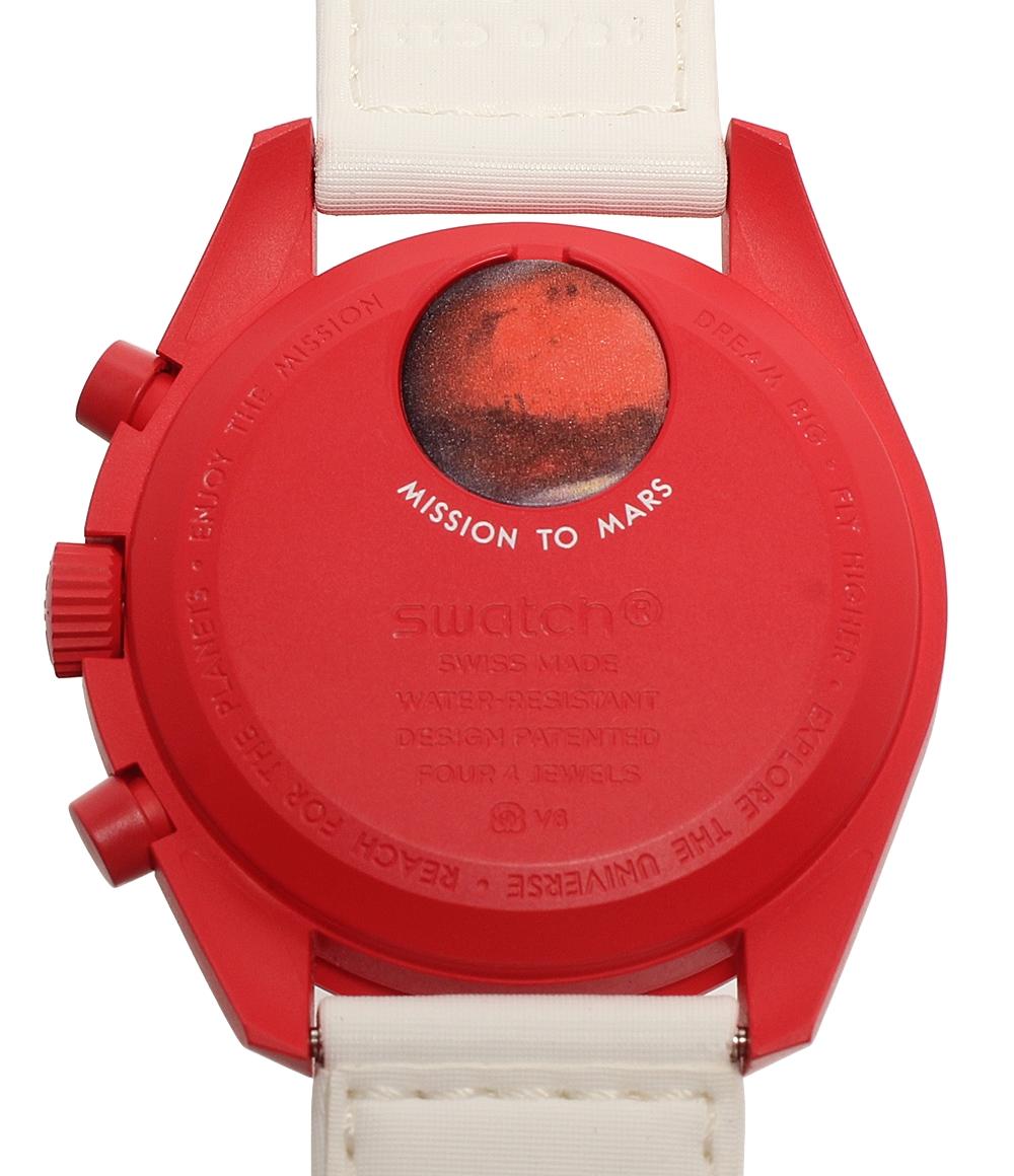 美品 Swatch OMEGA 腕時計 スピードマスター クオーツ ホワイト S033R100 ユニセックス スウォッチ オメガ