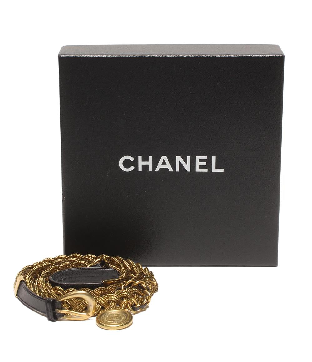 CHANEL レザー チェーンベルト COCO COIN ゴールド金具 レディース