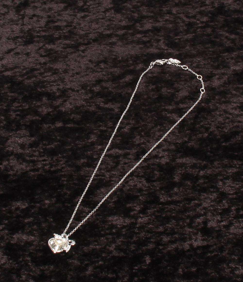 美品 SWAROVSKI ネックレス ハートモチーフ リボンモチーフ レディース スワロフスキー