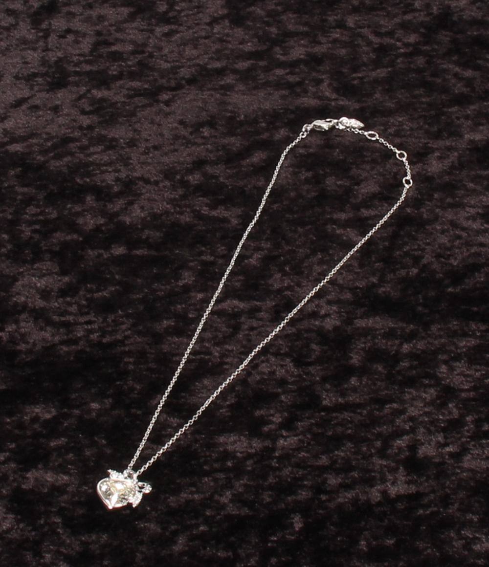 美品 SWAROVSKI ネックレス ハートモチーフ リボンモチーフ レディース スワロフスキー