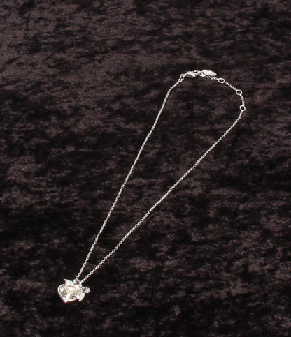 美品 SWAROVSKI ネックレス ハートモチーフ リボンモチーフ レディース スワロフスキー