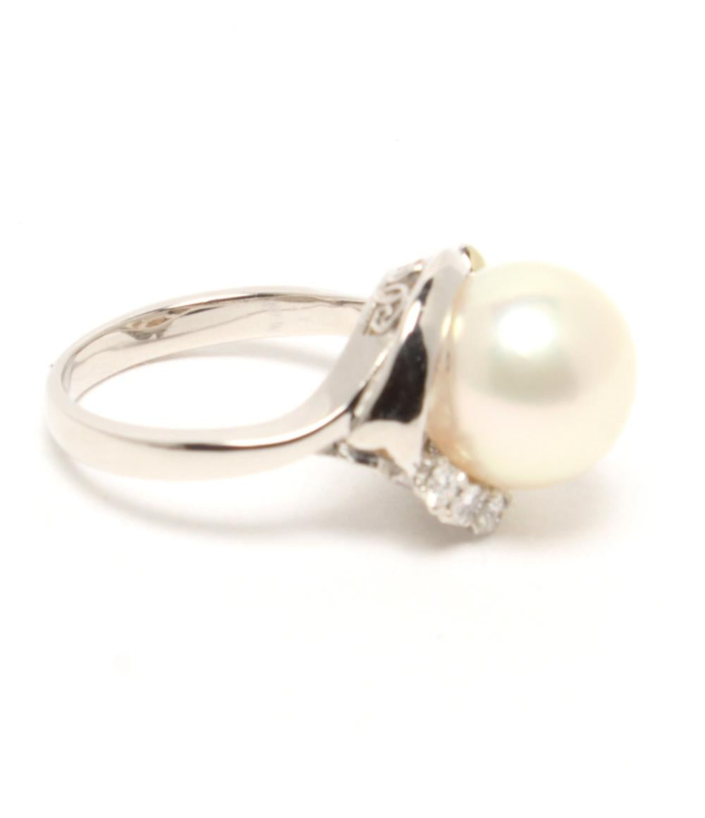 美品 リング 指輪 Pt900 パール 9.5mm ダイヤ 0.09ct レディース SIZE 6号