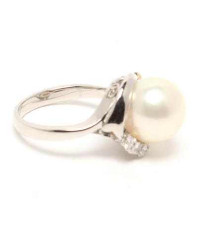 美品 リング 指輪 Pt900 パール 9.5mm ダイヤ 0.09ct レディース SIZE 6号