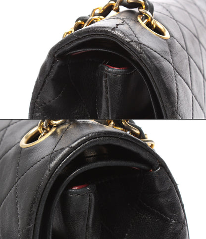 CHANEL チェーンショルダーバッグ ダブルチェーン ダブルフラップ ゴールド金具 マトラッセ 1番台 ラムスキン 肩掛け レディース シャネル