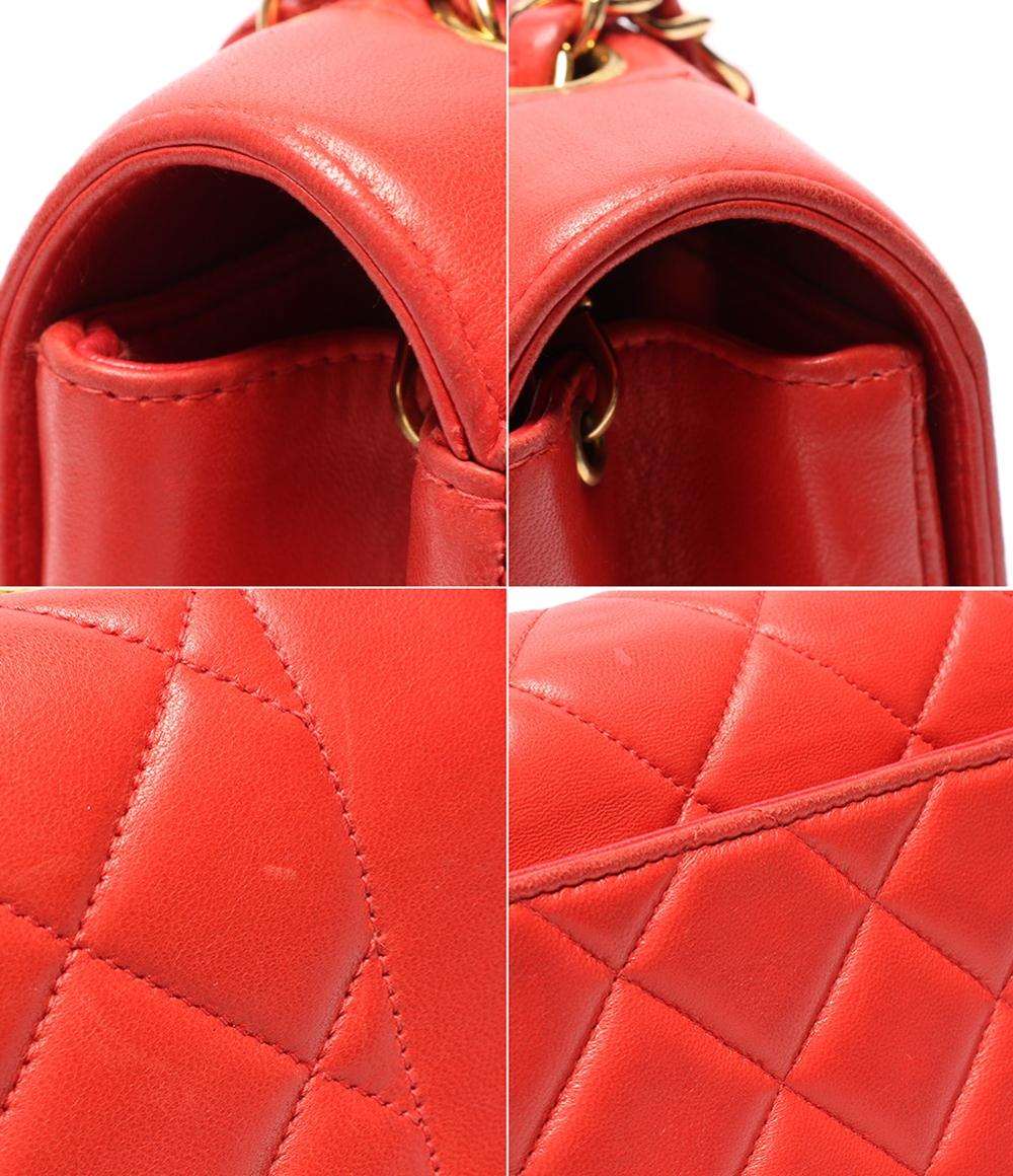 シャネル チェーンショルダーバッグ 斜め掛け ゴールド金具 ラムスキン ダイアナ25 マトラッセ レディース CHANEL