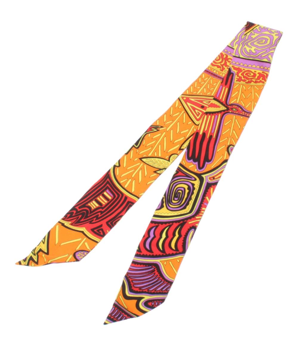 【美品】HERMES エルメス ツイリー スカーフ シルク パナマのクナ族 美品 エルメス スカーフ シルク100％ ツイリー パナマのクナ族