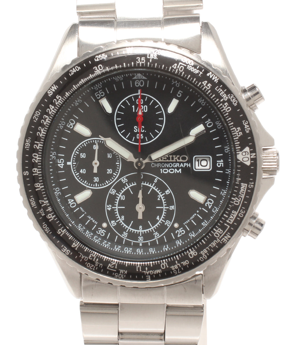 SEIKO 腕時計 クオーツ ブラック 7T92-0CF0 メンズ セイコー