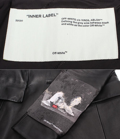 オフホワイト レザージャケット ペインティング パッチ ブレザー OWJA023F19986050 レディース SIZE 40 (M) OFF-WHITE