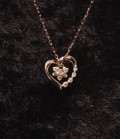 美品 ヨンドシー ネックレス K10 ダイヤ ハートモチーフ 2013 レディース 4℃