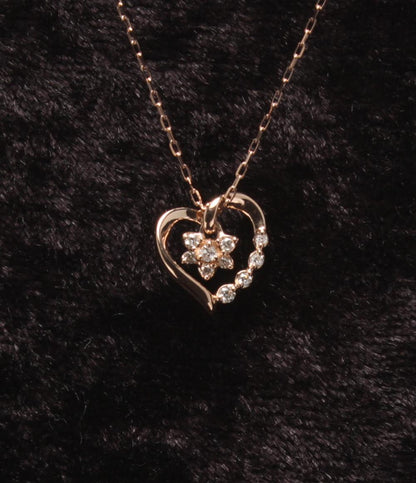 美品 ヨンドシー ネックレス K10 ダイヤ ハートモチーフ 2013 レディース 4℃