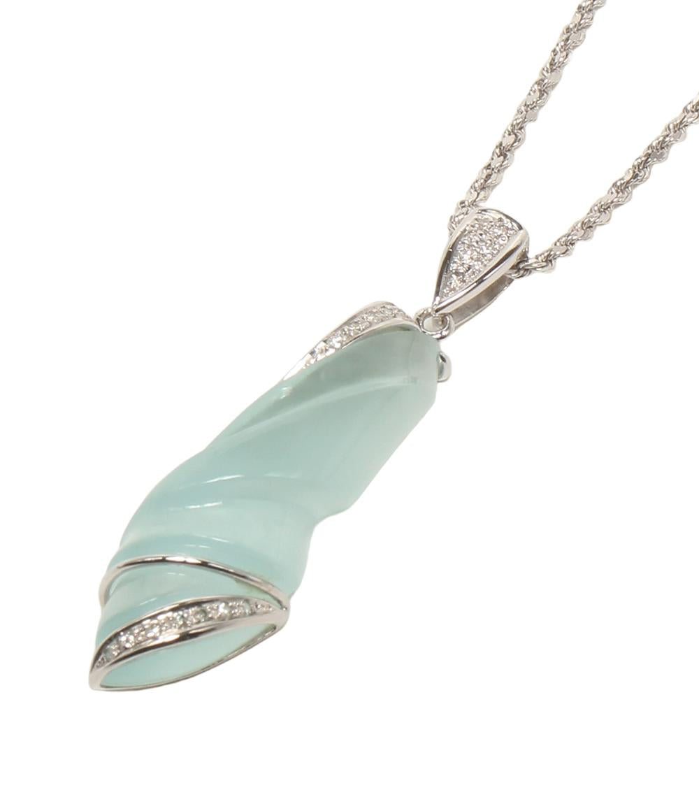 美品 ネックレス K18WG アクアマリン 34.17ct ダイヤ 0.19ct レディース