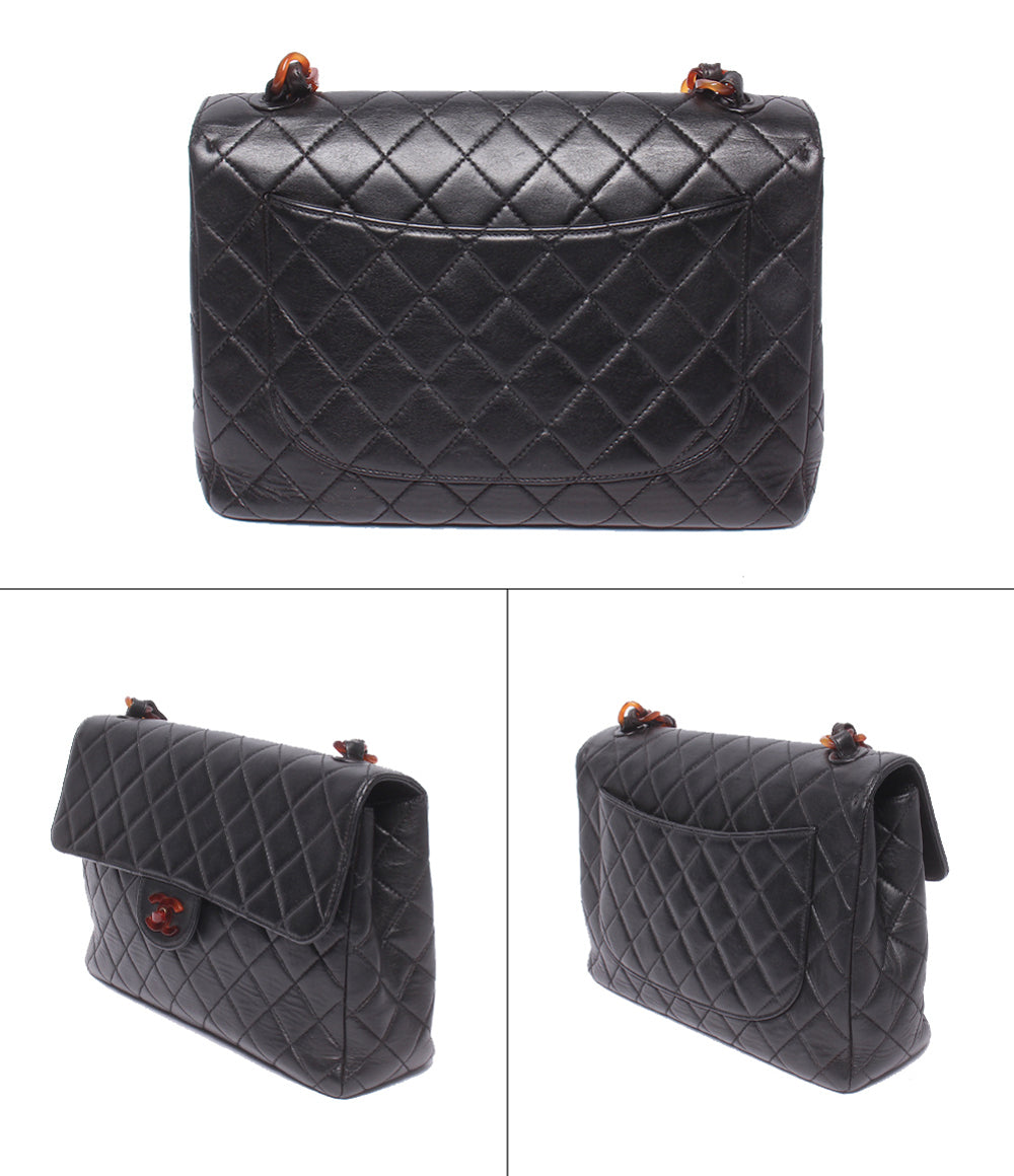 CHANEL チェーンショルダーバッグ 肩掛け 斜め掛け ゴールド金具 4番台 デカマトラッセ シングルチェーン シングルフラップ レディース シャネル