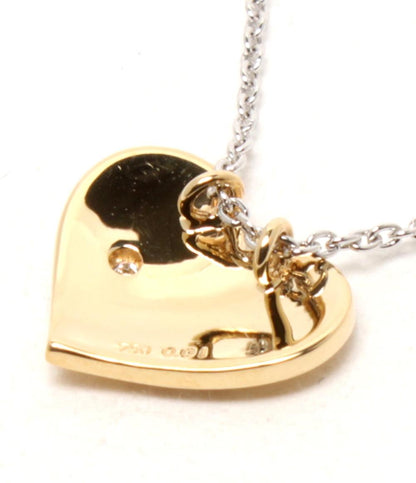 美品 TASAKI ネックレス K18 SV925 ダイヤ0.01ct ハートモチーフ レディース タサキ