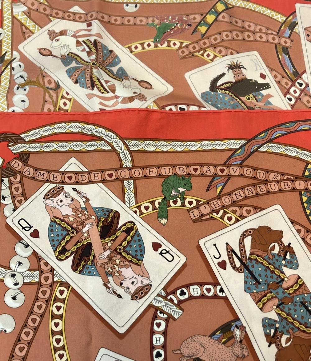 HERMES スカーフ シルク100% カレ90 DAME DE COEUR A VOUS L'HONNEUR レディース エルメス
