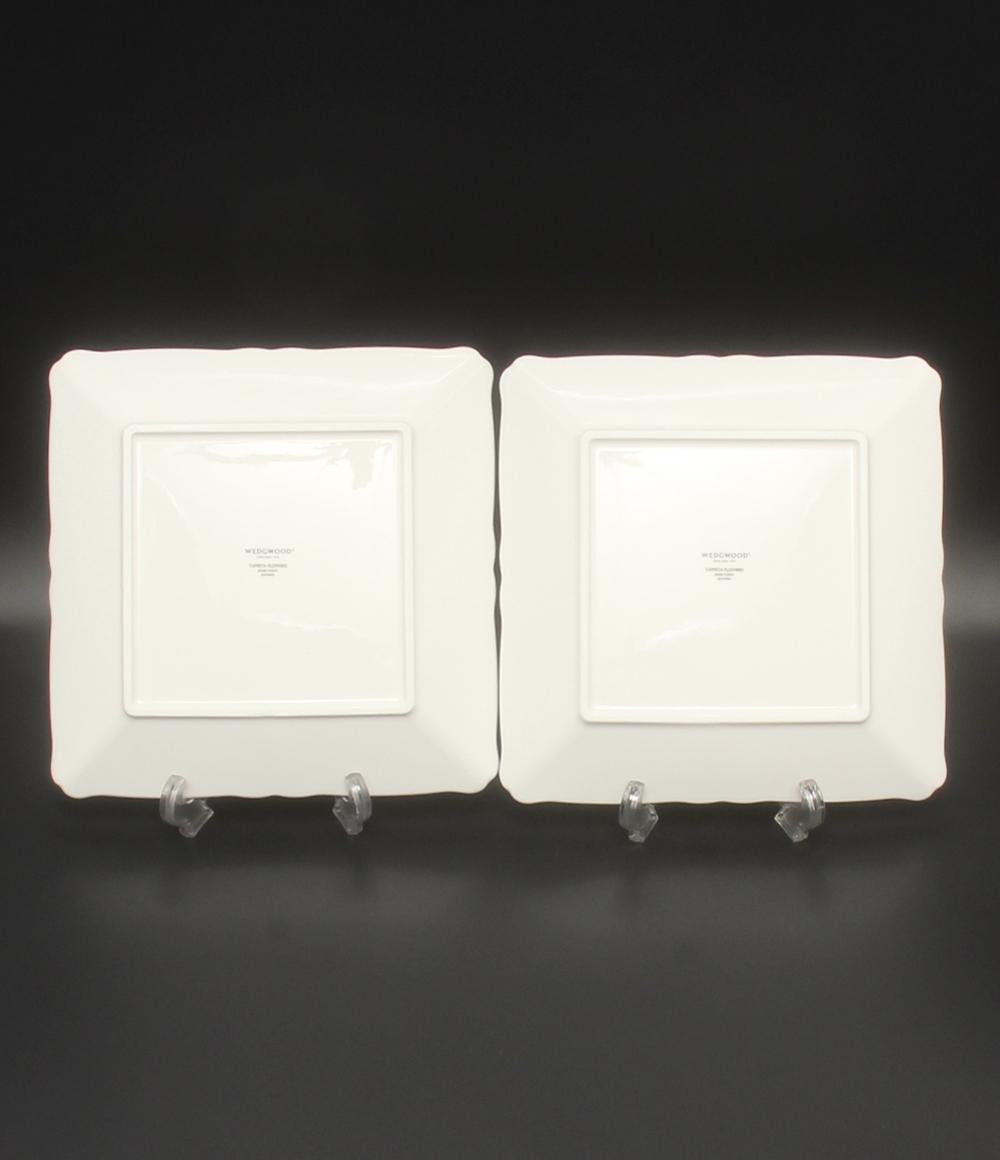美品 ウェッジウッド スクエアプレート 皿 2点セット 22cm タフェッタ フラワー WEDGWOOD