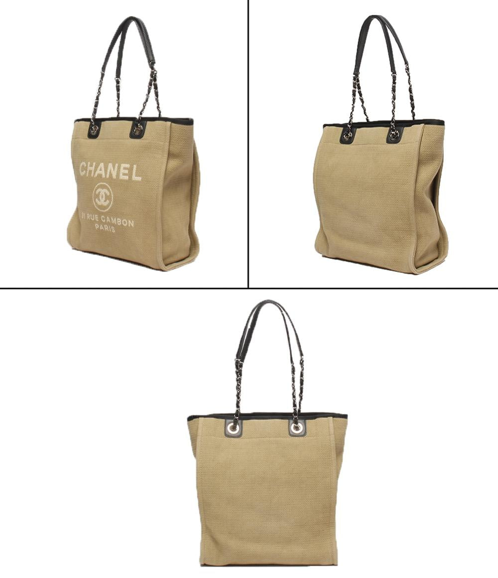 CHANEL チェーン ショルダーバッグ トートバッグ 肩掛け シルバー金具 キャンバス ドーヴィル PM レディース シャネル