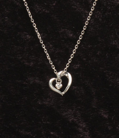 美品 4℃ ネックレス SV ダイヤ 1P ハートモチーフ レディース ヨンドシー