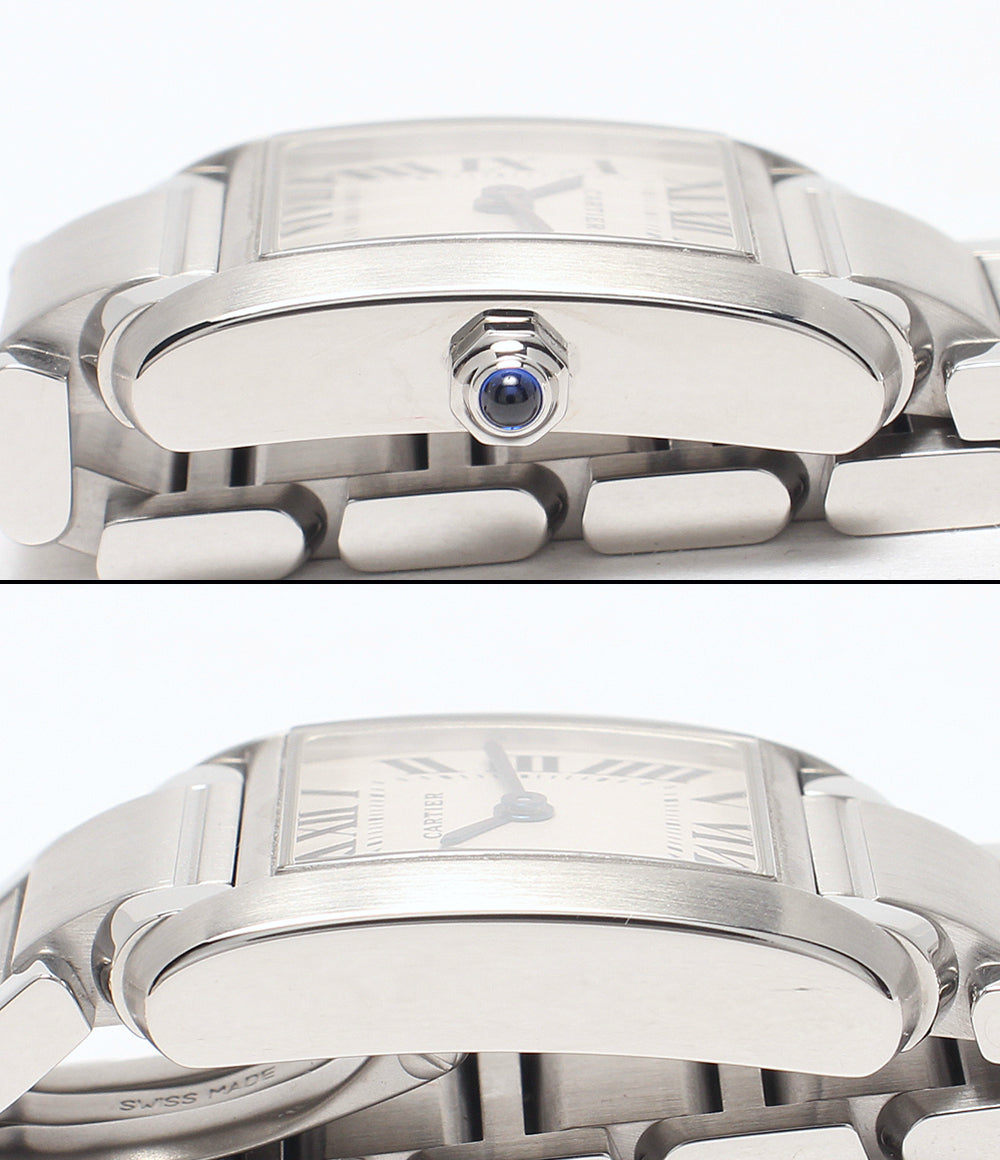美品 Cartier 腕時計 タンク フランセーズ クオーツ ホワイト 2384 レディース カルティエ