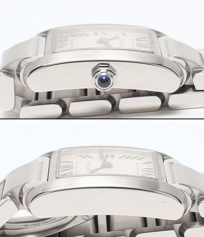 美品 Cartier 腕時計 タンク フランセーズ クオーツ ホワイト 2384 レディース カルティエ