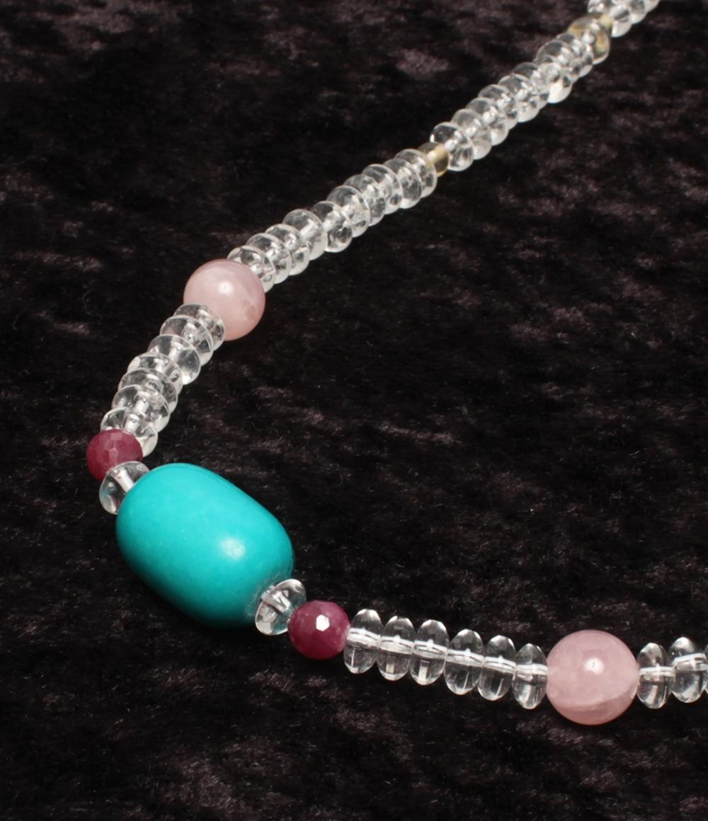 ネックレス SV925 ターコイズ ルビー 水晶 レディース