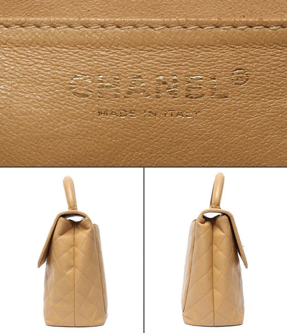 CHANEL ハンドバッグ ゴールド金具 キャビアスキン マトラッセ トップハンドル 8番台 A12397 レディース シャネル