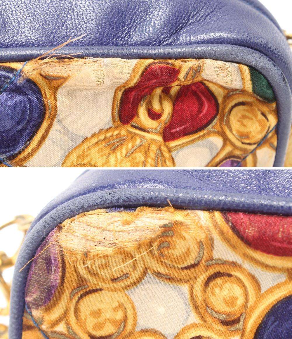 シャネル チェーンショルダーバッグ 斜め掛け ビジュー柄 タッセル サテン レディース CHANEL