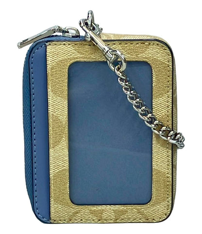 美品 コーチ カードケース コインケース チェーン付き シグネチャー レディース COACH