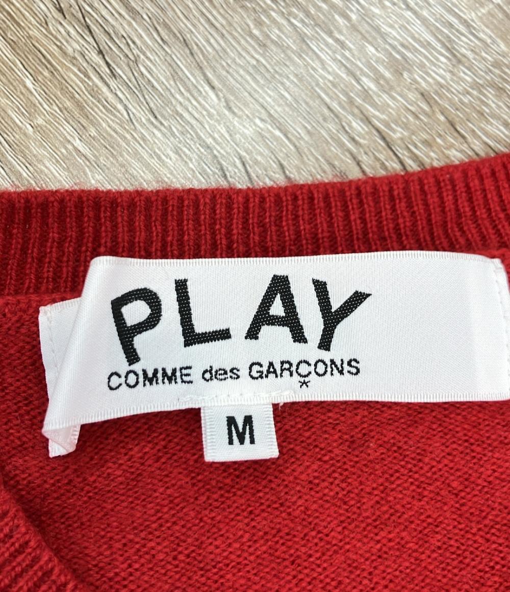 PLAY COMME des GARCONS 長袖ニット ハートロゴ  Vネック プルオーバー レディース SIZE M プレイコムデギャルソン