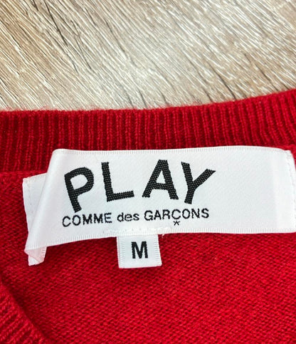 PLAY COMME des GARCONS 長袖ニット ハートロゴ  Vネック プルオーバー レディース SIZE M プレイコムデギャルソン
