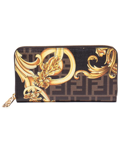 美品 FENDI ラウンドファスナー長財布×VERSACE フェンダーチェ 7M0210 
