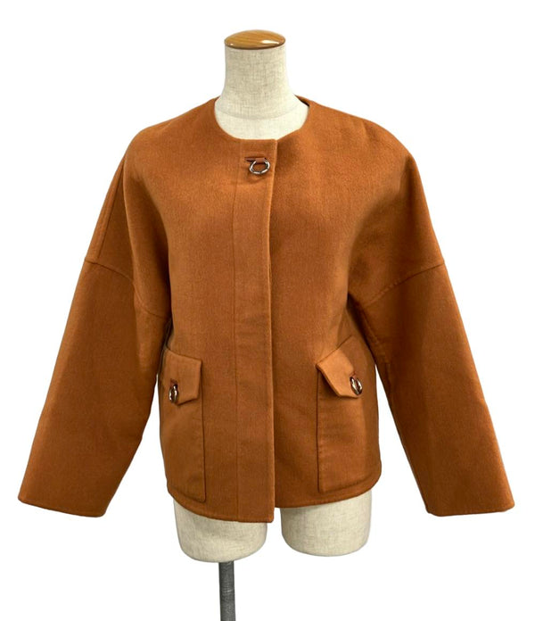 美品 HERMES カシミヤショートコート3E0109DZ レディース SIZE 34 (XS
