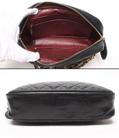 CHANEL チェーンショルダーバッグ 肩掛け ゴールド金具 マトラッセ ラムスキン レディース シャネル