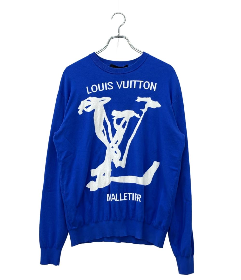 訳あり LOUIS VUITTON 長袖ニット LV スクリブルインターシャ クルーネックニット RM201 TZC HIN81W メンズ SIZE M ルイ・ヴィトン