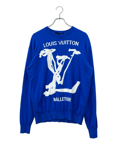 訳あり LOUIS VUITTON 長袖ニット LV スクリブルインターシャ クルーネックニット RM201 TZC HIN81W メンズ SIZE M ルイ・ヴィトン