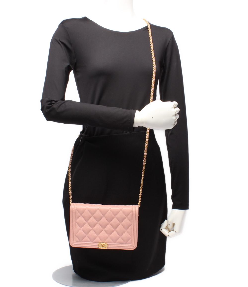 CHANEL チェーンウォレット キャビアスキン ゴールド金具 ボーイ