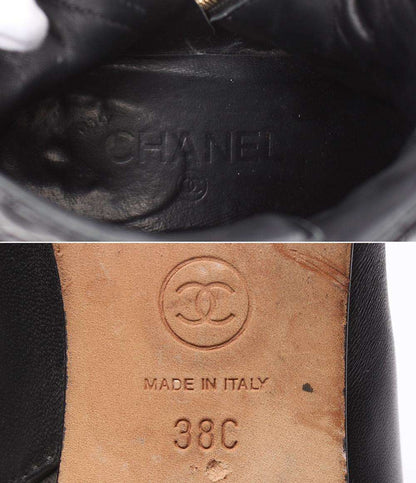 CHANEL ショートブーツ サイドファスナー パール マトラッセ ゴールド金具 G34074 レディース SIZE 38 (24cm) シャネル