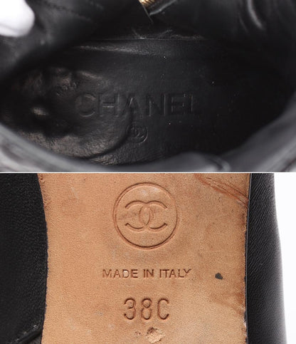 CHANEL ショートブーツ サイドファスナー パール マトラッセ ゴールド金具 G34074 レディース SIZE 38 (24cm) シャネル